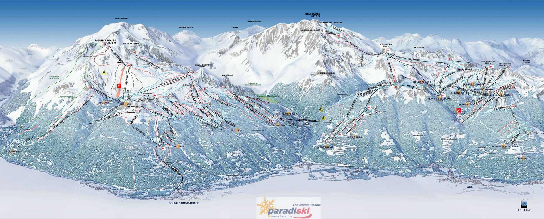 plan des pistes domaine Paradiski